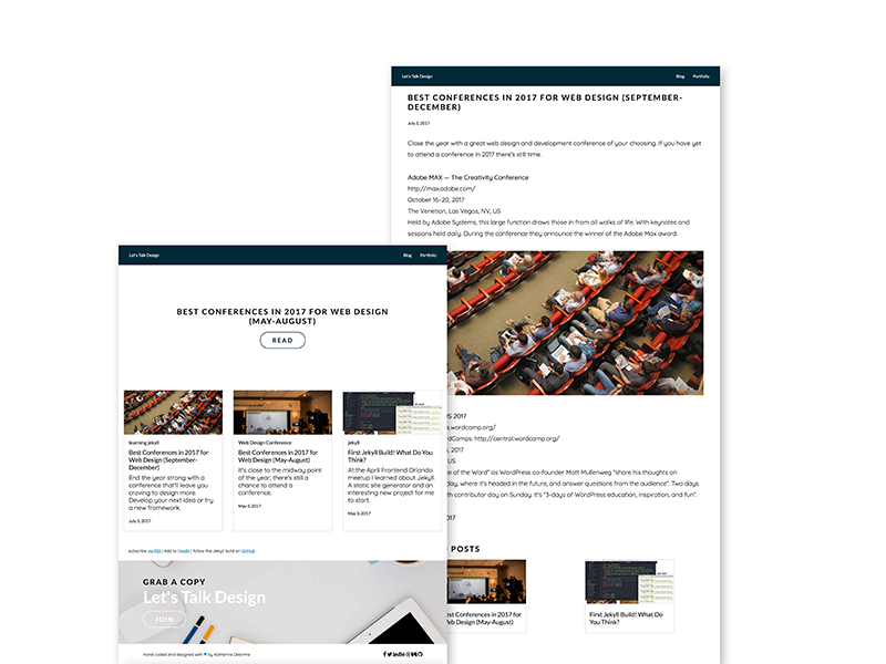 Personal blog site made with static site generator Jekyll